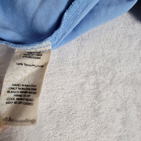 Soft Surroundings Womens Blue Long Sleeve Button-Down Tunic Top XL Tencel Casual - Picture 4 of 7